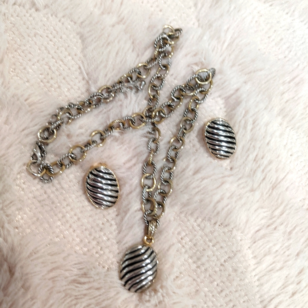 ▪️ Vintage Two tone Necklace and earrings set